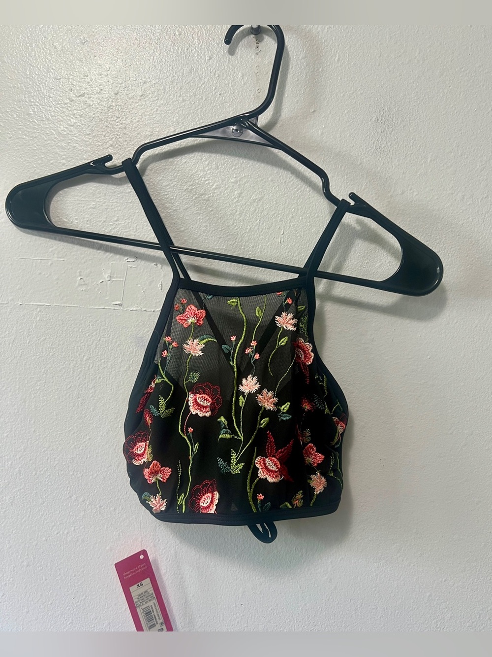 Xhilleration NWT Floral Embroidered Halter Swim Top - Size XS - Picture 4 of 10